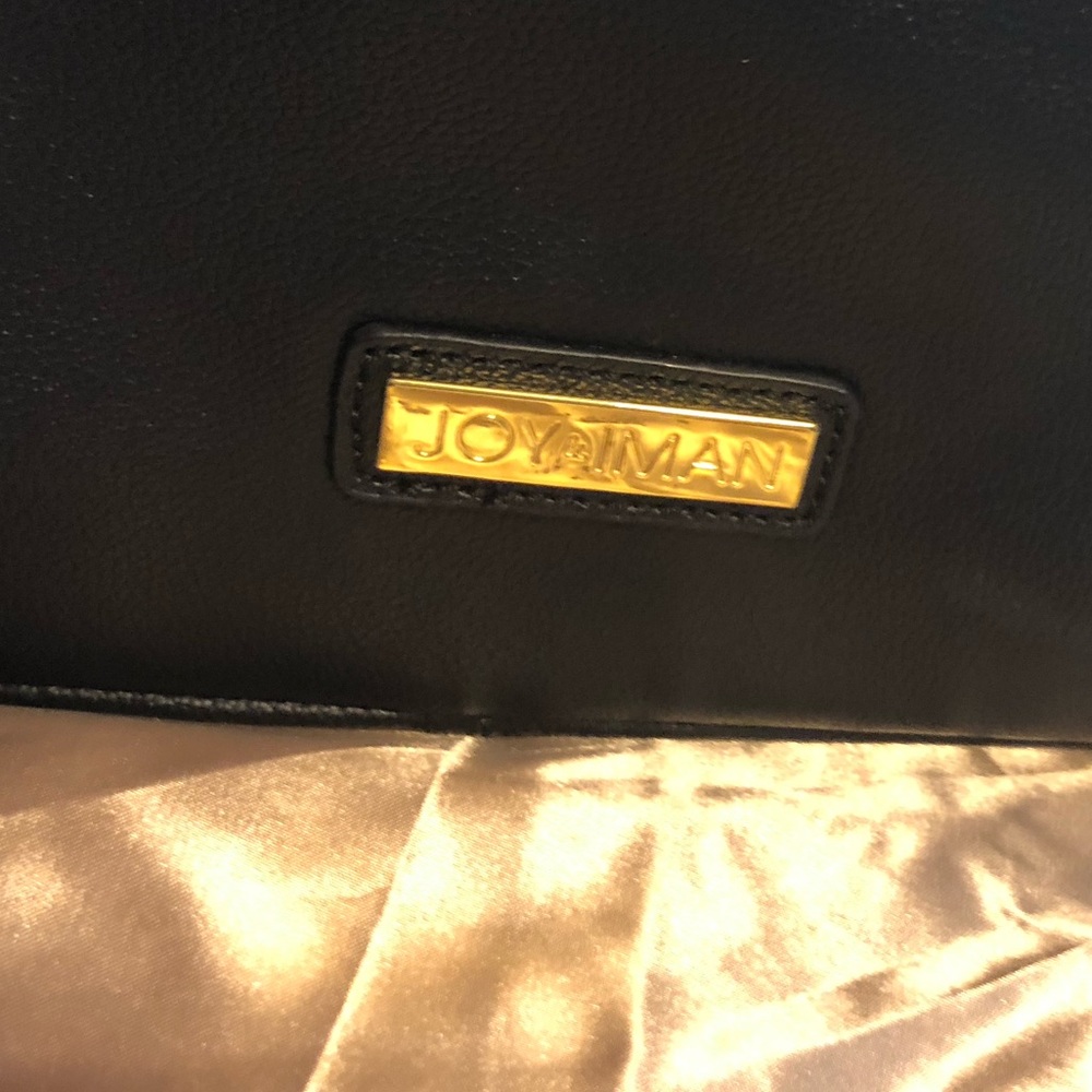 NWOT Joy & Iman Genuine Black Leather Handbag - Picture 4 of 7